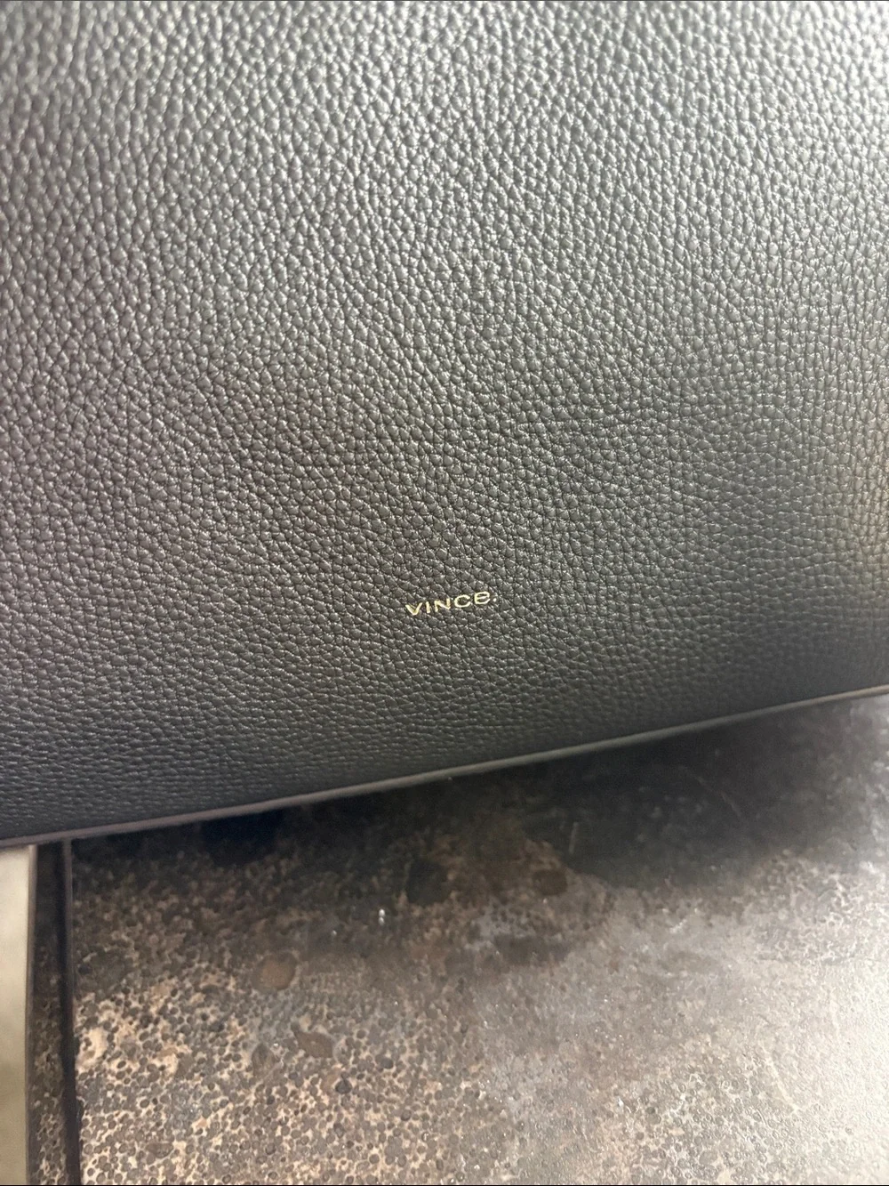 Vince Black Pebbled Leather Satchel with Dual Top Handles